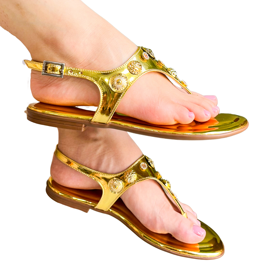Sandália Rasteirinha | Golden Gladiator Atena