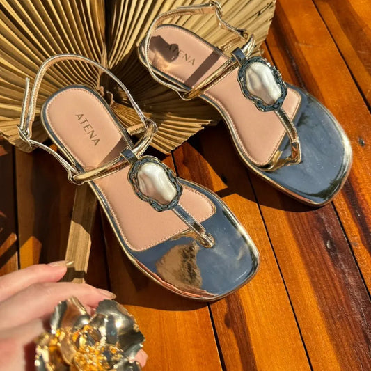 Sandália Rasteirinha | Elegance Golden Atena