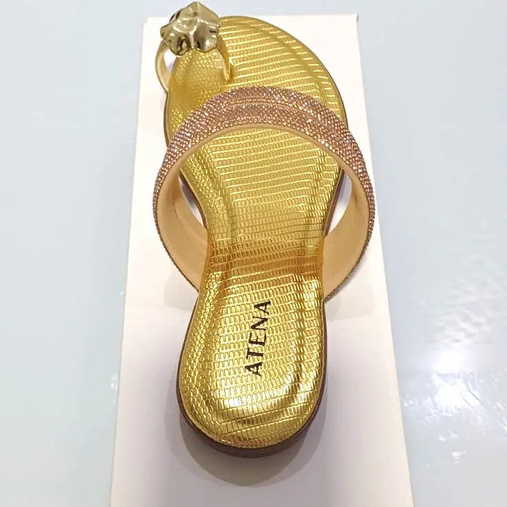 Rasteirinha Strass Texture | Dourada Atena